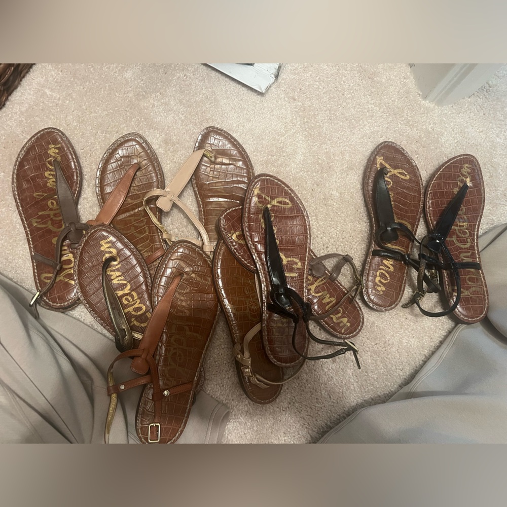 5 pairs of Gigi Sam Edelman sandals.  Different colors and size 7